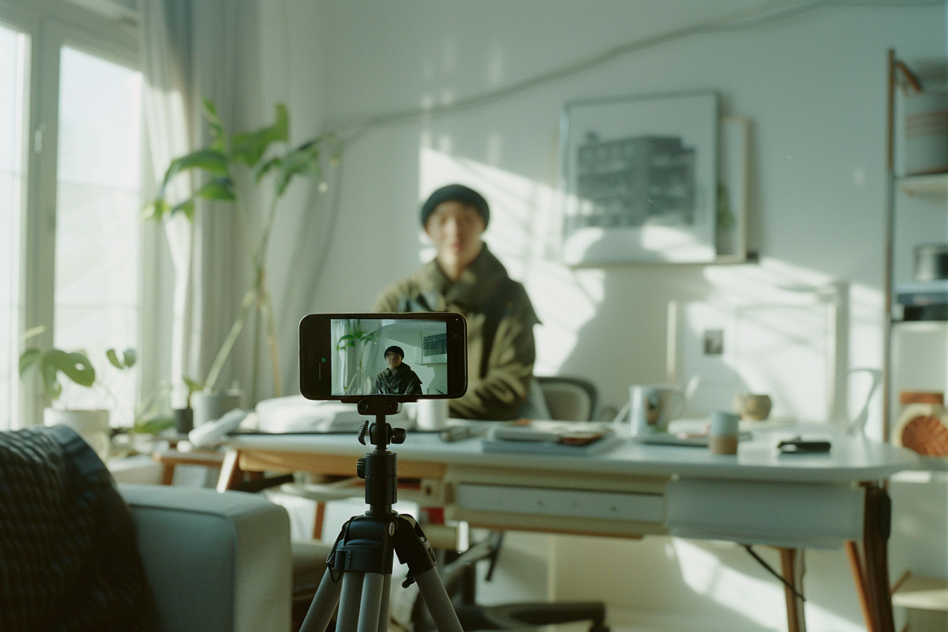content creator - smartphone filmer vidéo trépied